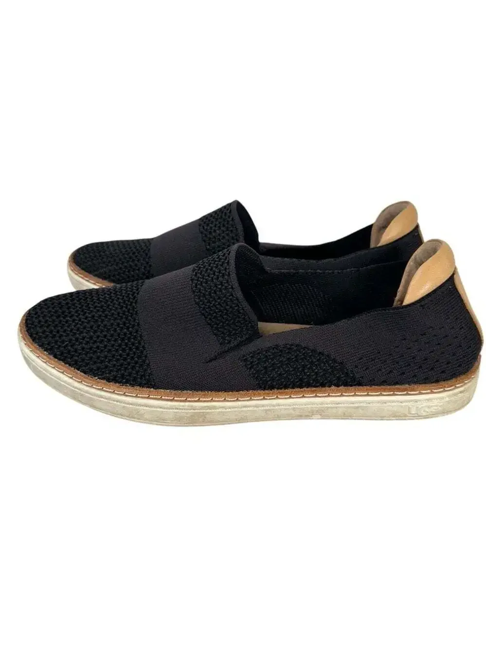 UGG Sammy Trainer Black Slip On Sneakers Size 8 Knit Comfort Casual Athleisure